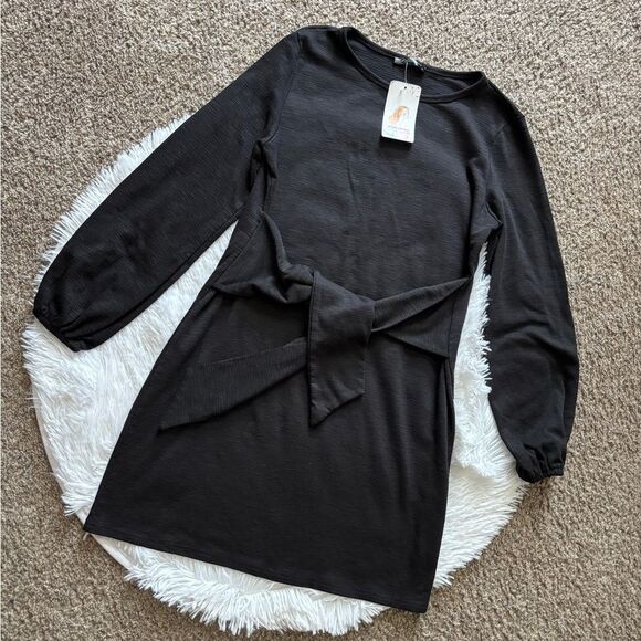 Prettygarden Dress New Black Waist Tie Womens Size Medium - Picture 1 of 7